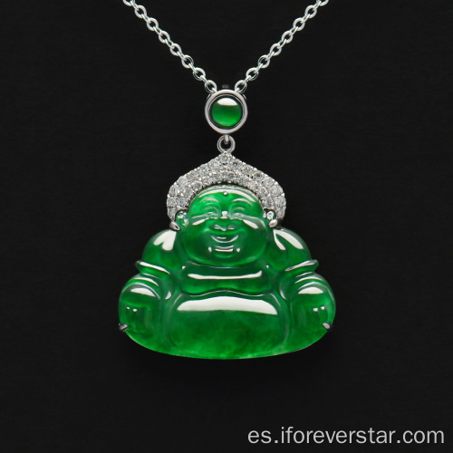 18K Gold White Green Green Jadeite Buddha Buddha